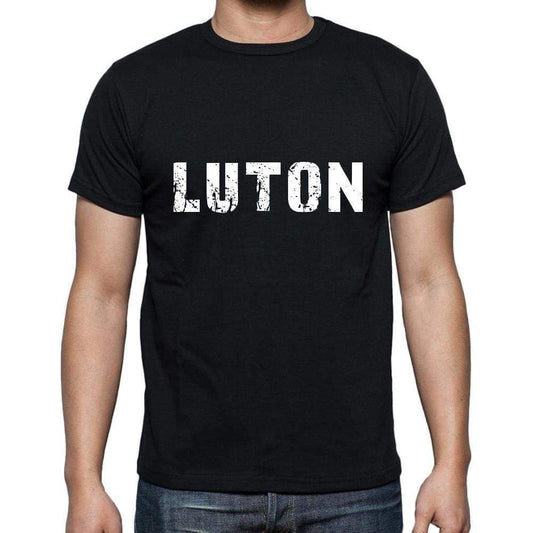 Luton Mens Short Sleeve Round Neck T-Shirt 5 Letters Black Word 00006 - Casual