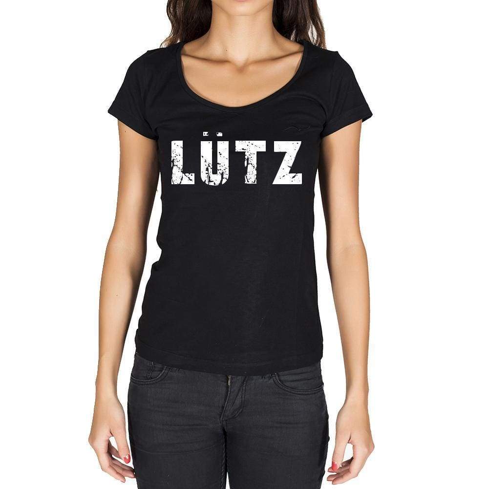 Lütz German Cities Black Womens Short Sleeve Round Neck T-Shirt 00002 - Casual