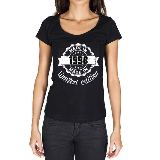 Made In 1998 Limited Edition Womens T-Shirt Black Birthday Gift 00426 - Black / Xs - Casual