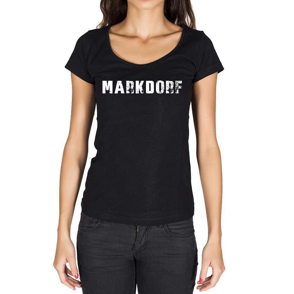 Markdorf German Cities Black Womens Short Sleeve Round Neck T-Shirt 00002 - Casual