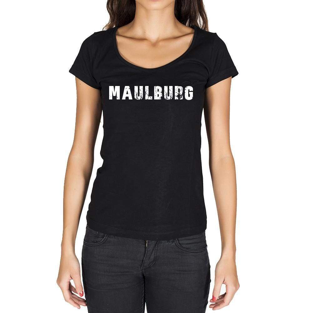 Maulburg German Cities Black Womens Short Sleeve Round Neck T-Shirt 00002 - Casual