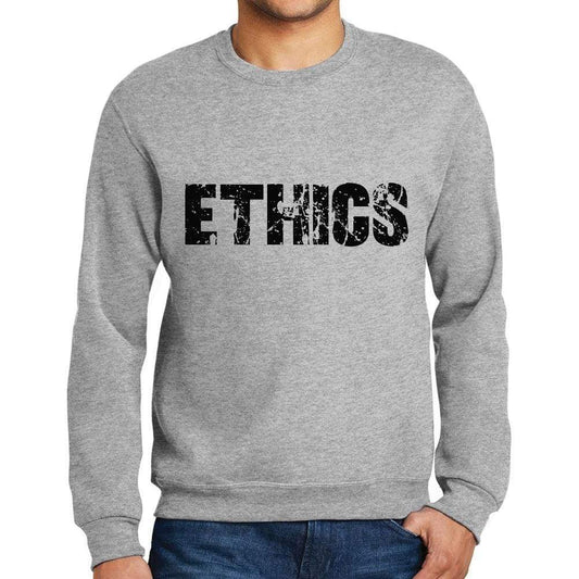 Mens Printed Graphic Sweatshirt Popular Words Ethics Grey Marl - Grey Marl / Small / Cotton - Sweatshirts