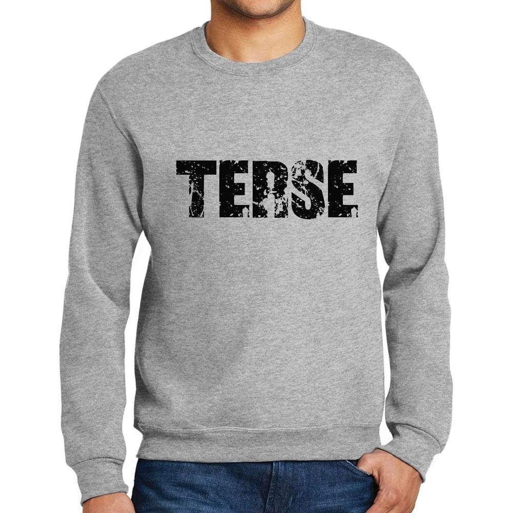 Mens Printed Graphic Sweatshirt Popular Words Terse Grey Marl - Grey Marl / Small / Cotton - Sweatshirts