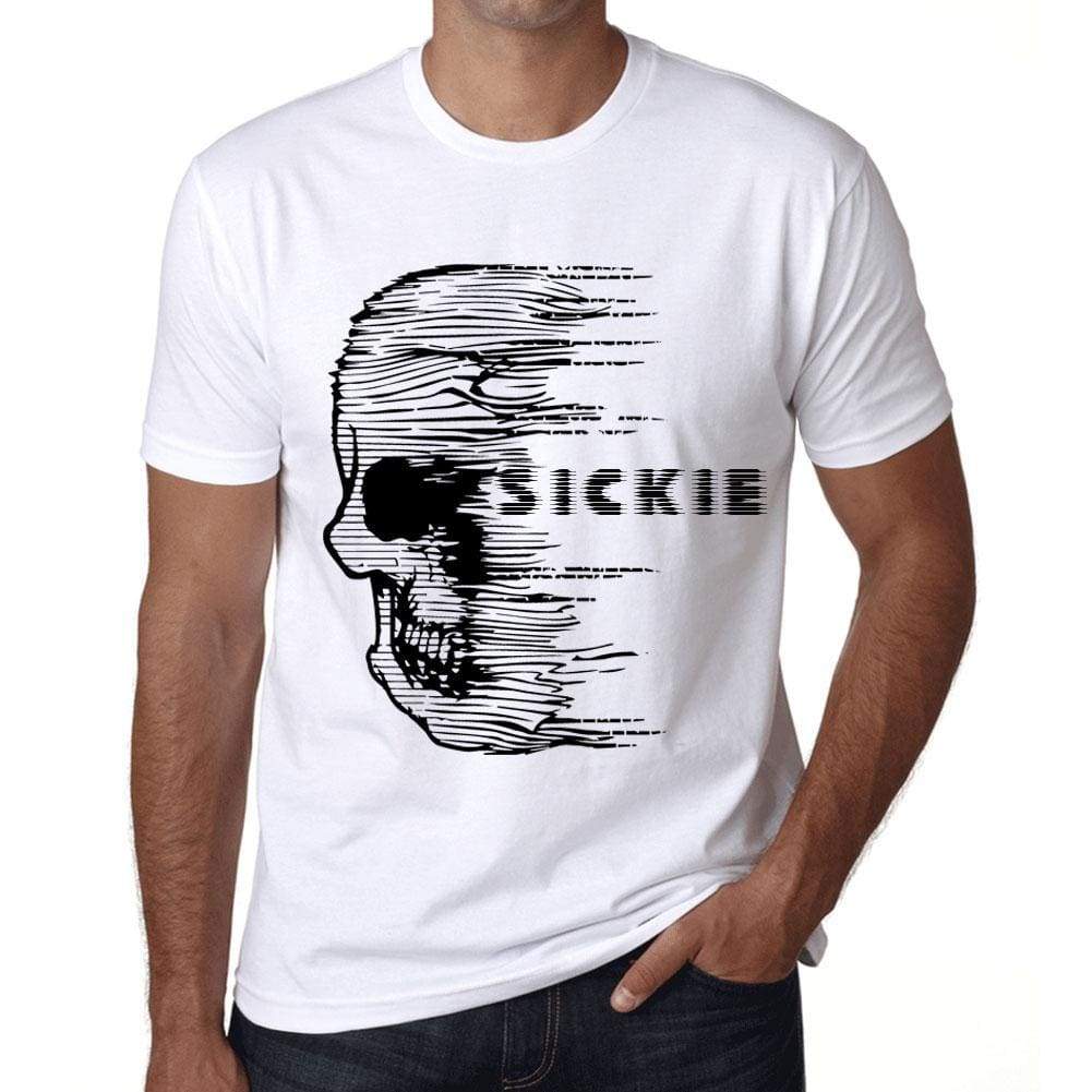 Mens Vintage Tee Shirt Graphic T Shirt Anxiety Skull Sickie White - White / Xs / Cotton - T-Shirt