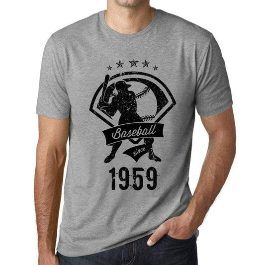 Mens Vintage Tee Shirt Graphic T Shirt Baseball Since 1959 Grey Marl - Grey Marl / Xs / Cotton - T-Shirt