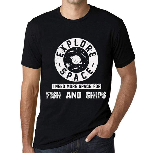 Mens Vintage Tee Shirt Graphic T Shirt I Need More Space For Fish And Chips Deep Black White Text - Deep Black / Xs / Cotton - T-Shirt
