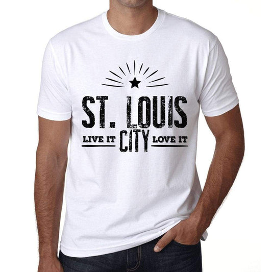 Mens Vintage Tee Shirt Graphic T Shirt Live It Love It St. Louis White - White / Xs / Cotton - T-Shirt