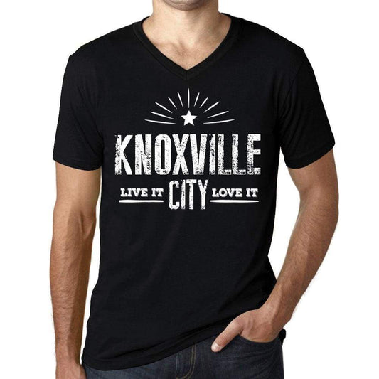 Mens Vintage Tee Shirt Graphic V-Neck T Shirt Live It Love It Knoxville Deep Black - Black / S / Cotton - T-Shirt