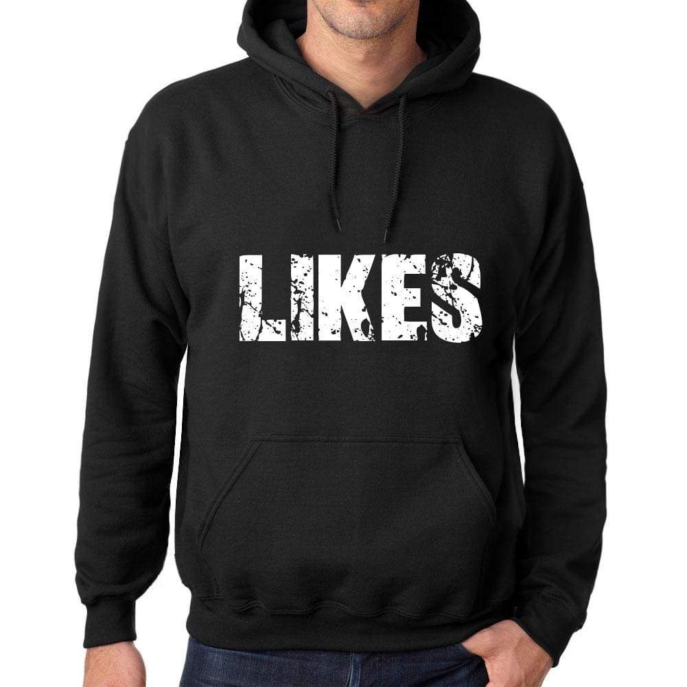 Mens Womens Unisex Printed Graphic Cotton Hoodie Soft Heavyweight Hooded Sweatshirt Pullover Popular Words Likes Deep Black - Black / Xs /