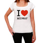 Midway I Love Citys White Womens Short Sleeve Round Neck T-Shirt 00012 - White / Xs - Casual