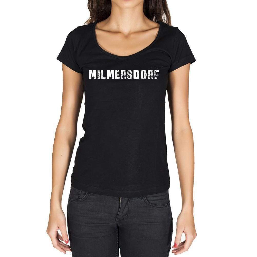 Milmersdorf German Cities Black Womens Short Sleeve Round Neck T-Shirt 00002 - Casual