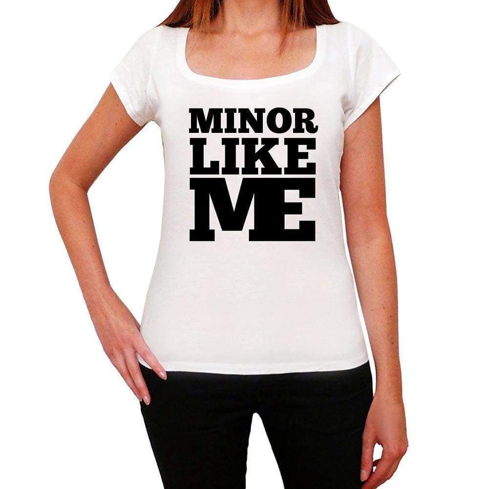 MINOR, Like Me, White, <span>Women's</span> <span><span>Short Sleeve</span></span> <span>Round Neck</span> T-shirt - ULTRABASIC