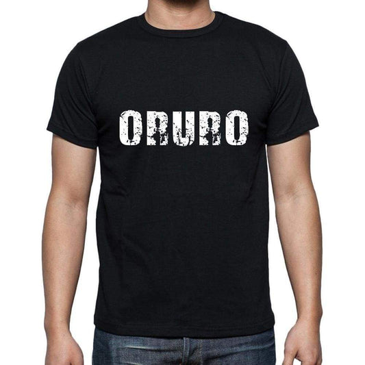Oruro Mens Short Sleeve Round Neck T-Shirt 5 Letters Black Word 00006 - Casual