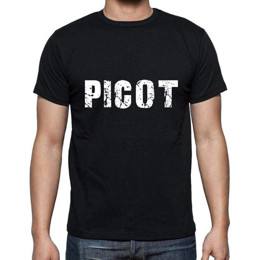 Picot Mens Short Sleeve Round Neck T-Shirt 5 Letters Black Word 00006 - Casual