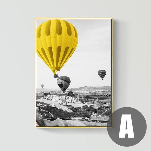 Modern Posters and Prints Yellow balloon scenery canvas painting No Frame Wall Art Pictures for Living Room Home Decoration