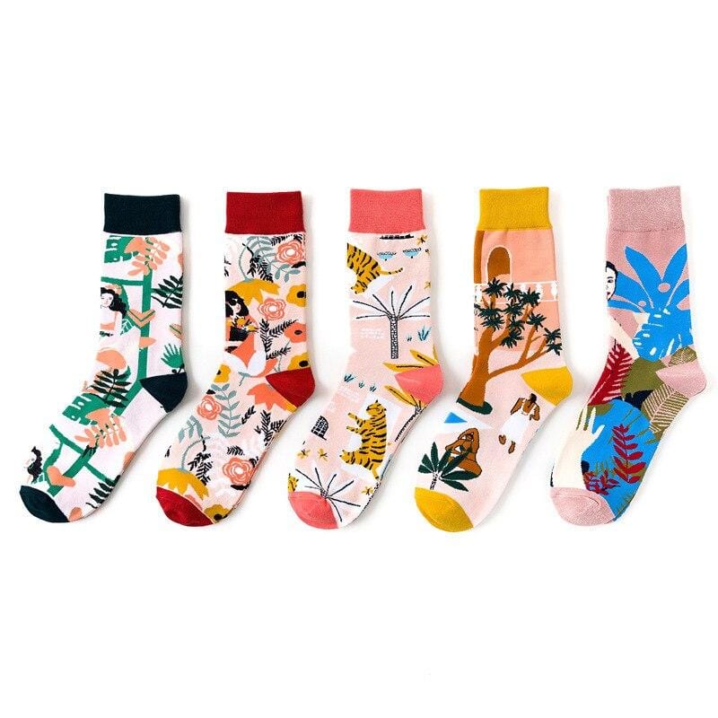 New 2020 Autumn Winter Socks Women Funny Creative Beauty Pattern Harajuku Calcetines Casual Vacation Happy Socks Streetwear