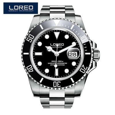 LOREO Luxury Brand Diving Men Military Sport Watches Men's Automatic Mechanical Clock Waterproof 200M Date Wristwatch Reloj