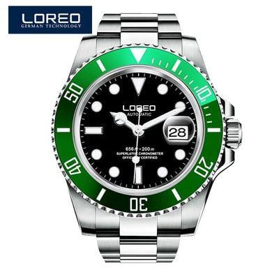 LOREO Luxury Brand Diving Men Military Sport Watches Men's Automatic Mechanical Clock Waterproof 200M Date Wristwatch Reloj