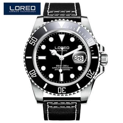 LOREO Luxury Brand Diving Men Military Sport Watches Men's Automatic Mechanical Clock Waterproof 200M Date Wristwatch Reloj