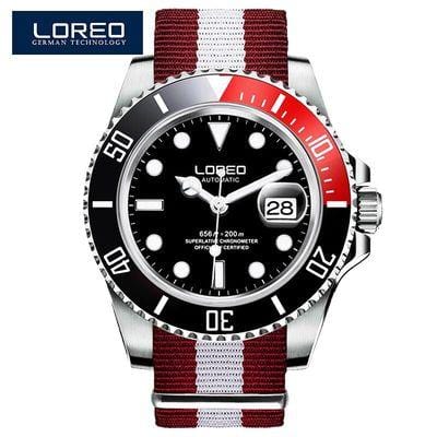 LOREO Luxury Brand Diving Men Military Sport Watches Men's Automatic Mechanical Clock Waterproof 200M Date Wristwatch Reloj