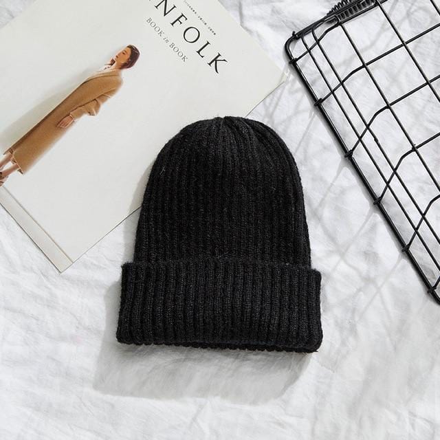 Beanies Women 2019 New Solid Knitted Warm Soft Trendy Hats Simple Korean Style Womens Wool Casual Caps Elegant All-match Beanie