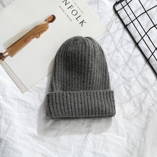 Beanies Women 2019 New Solid Knitted Warm Soft Trendy Hats Simple Korean Style Womens Wool Casual Caps Elegant All-match Beanie