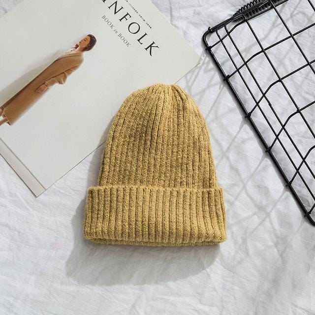 Beanies Women 2019 New Solid Knitted Warm Soft Trendy Hats Simple Korean Style Womens Wool Casual Caps Elegant All-match Beanie