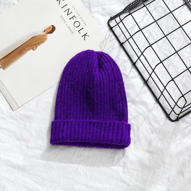 Beanies Women 2019 New Solid Knitted Warm Soft Trendy Hats Simple Korean Style Womens Wool Casual Caps Elegant All-match Beanie