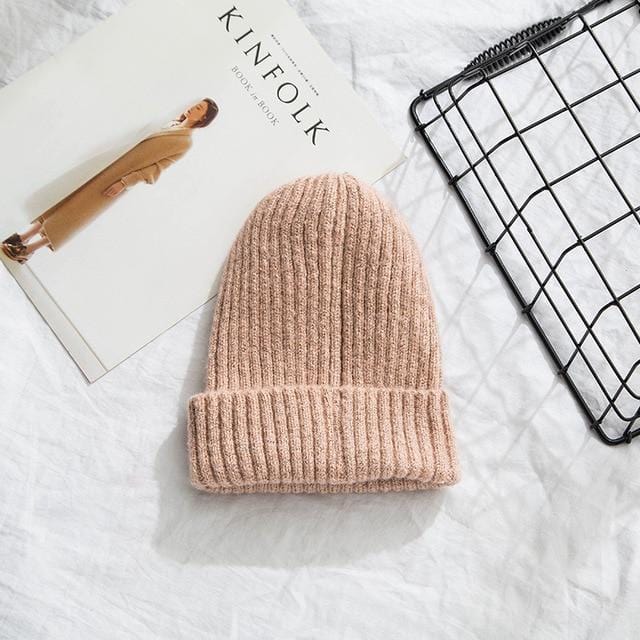 Beanies Women 2019 New Solid Knitted Warm Soft Trendy Hats Simple Korean Style Womens Wool Casual Caps Elegant All-match Beanie