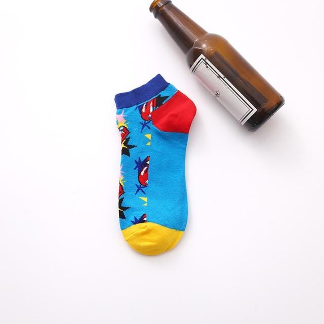 Summer Trendy Happy Socks Men Cotton Boat Man Socks Interest Funny Originality Harajuku ankle Sock Food Fruit