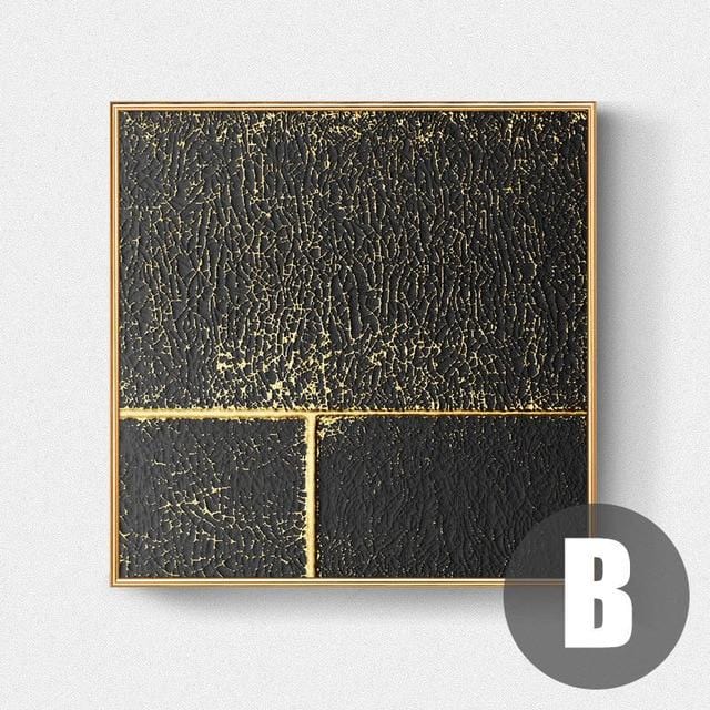 Abstract Gold Black White Modern Square Texture Canvas Painting Posters And Prints Home Decor Wall Art Pictures For Living Room