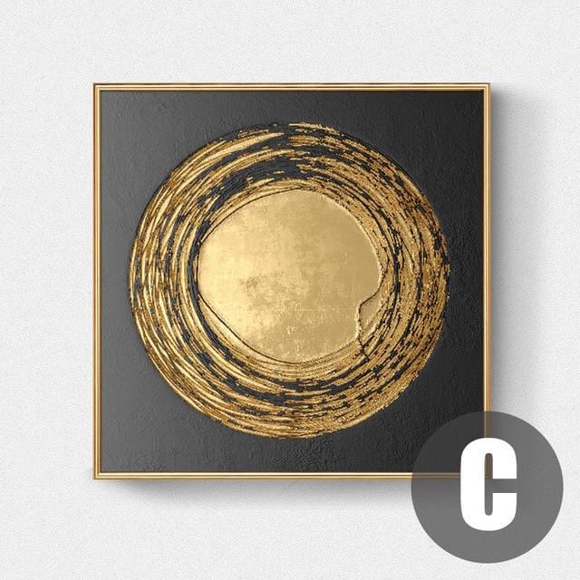 Abstract Gold Black White Modern Square Texture Canvas Painting Posters And Prints Home Decor Wall Art Pictures For Living Room