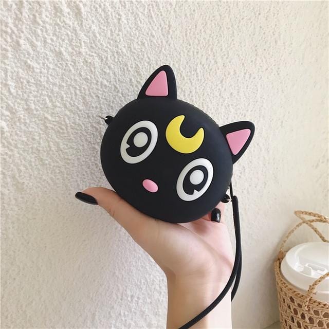 Q UNCLE Cartoon Coin Purse Girls Purse Kawaii Mini Wallet Chain Zipper Silicone Headphone Key Storage Bag Mini Crossbody Bag