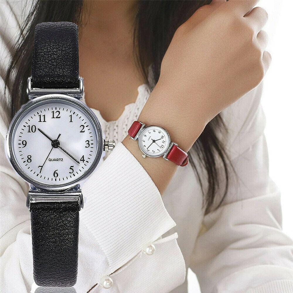 Classic Women's Casual Quartz Leather Band Strap Watch Round Analog Clock Wrist Watches