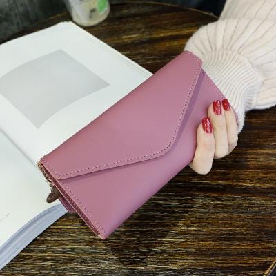 2019 New Fashion Envelope Women Wallet Hit Color 3Fold Flowers Printing PU Leather Wallet Long Ladies Clutch Coin Phone Purse