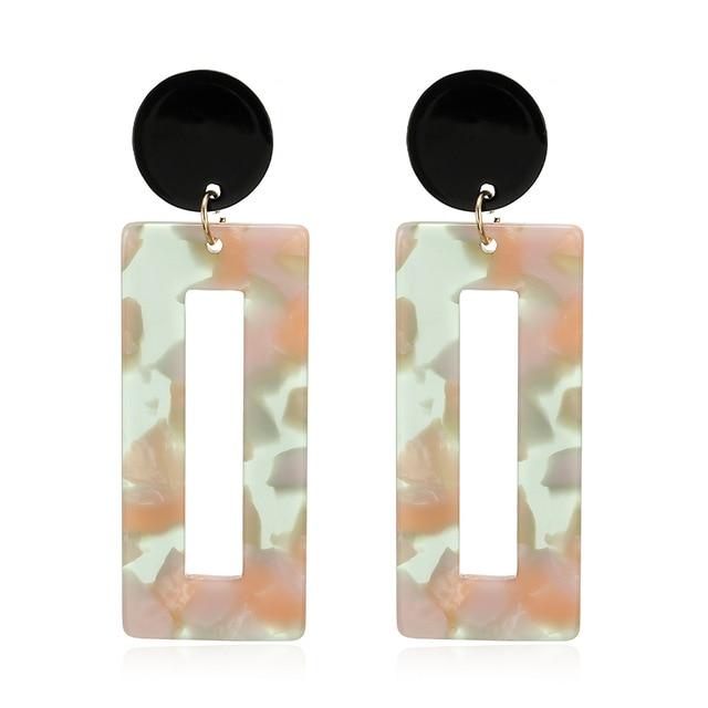 Acrylic Earrings 2019 Big Statement Earrings for Women Resin Oval Square Geometric Drop Dangle Earrings Bohemian Jewelry Gift