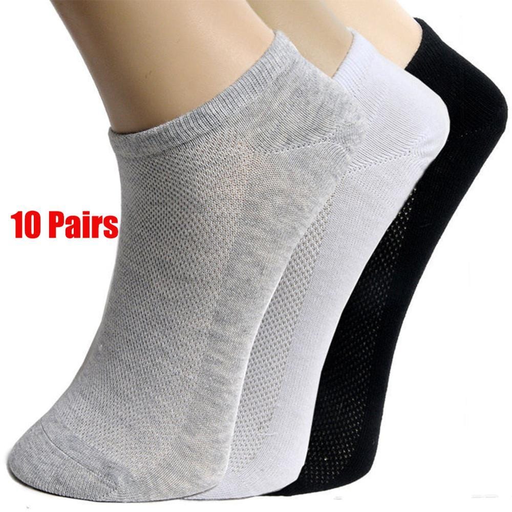 20Pcs=10Pair Solid Mesh Men's Socks Invisible Ankle Socks Men Summer Breathable Thin Male Boat Socks HOT SALE 2020