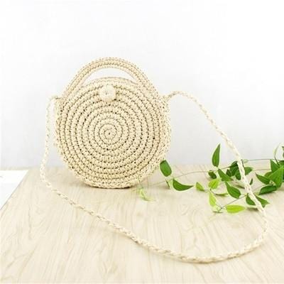 Woven Rattan Bag Round Straw Shoulder Bag Small Beach HandBags Women Summer Hollow Handmade Messenger Crossbody Bags