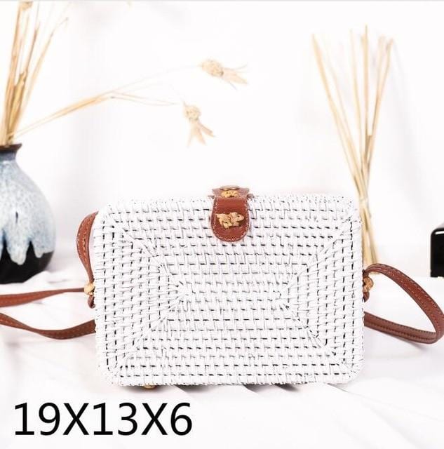 Woven Rattan Bag Round Straw Shoulder Bag Small Beach HandBags Women Summer Hollow Handmade Messenger Crossbody Bags