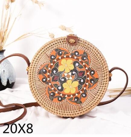 Woven Rattan Bag Round Straw Shoulder Bag Small Beach HandBags Women Summer Hollow Handmade Messenger Crossbody Bags