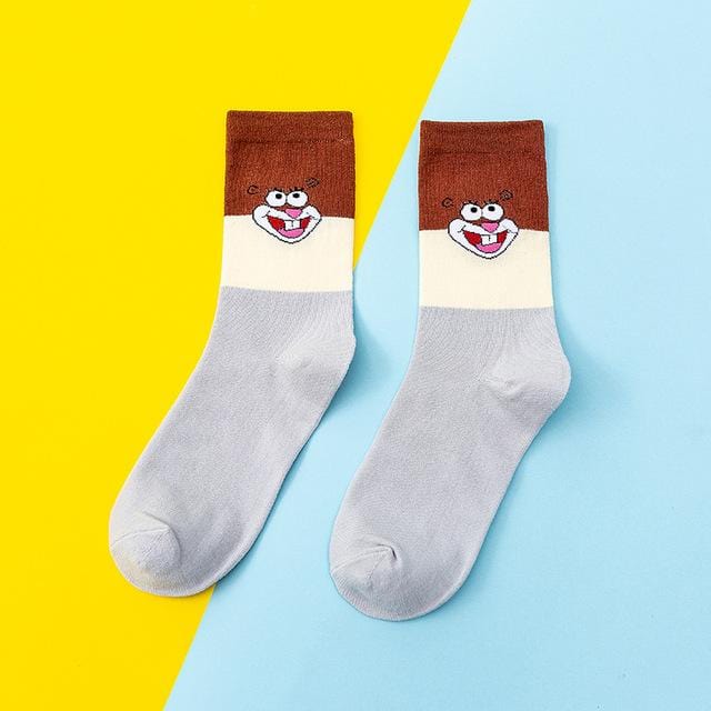 Fashion cotton personality cartoon character socks men and women casual socks unisex Harajuku creative hip hop skateboard socks