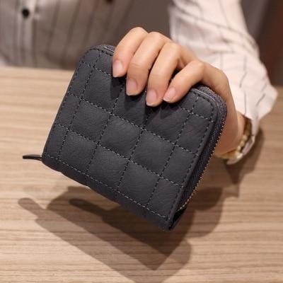 Women Short Wallets PU Leather Female Plaid Purses Nubuck Card Holder Wallet Fashion Woman Small Zipper Wallet With Coin Purse