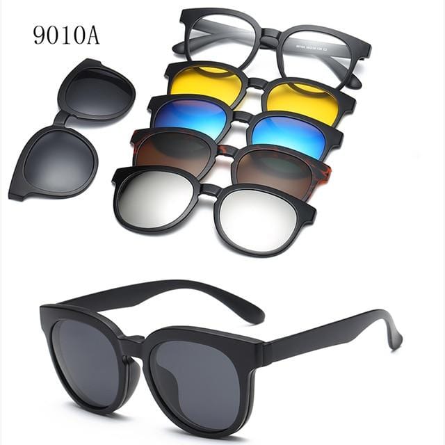 RUISIMO 5 lenes Magnet Sunglasses Clip Mirrored Clip on Sunglasses clip on glasses Men Polarized Custom Prescription Myopia