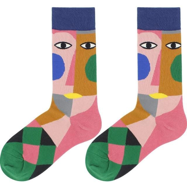 cotton happy socks women swan peace pigeon bird animal socks man colorful picasso art socks primitive tribe crazy men sock funny