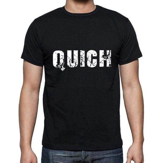 Quich Mens Short Sleeve Round Neck T-Shirt 5 Letters Black Word 00006 - Casual