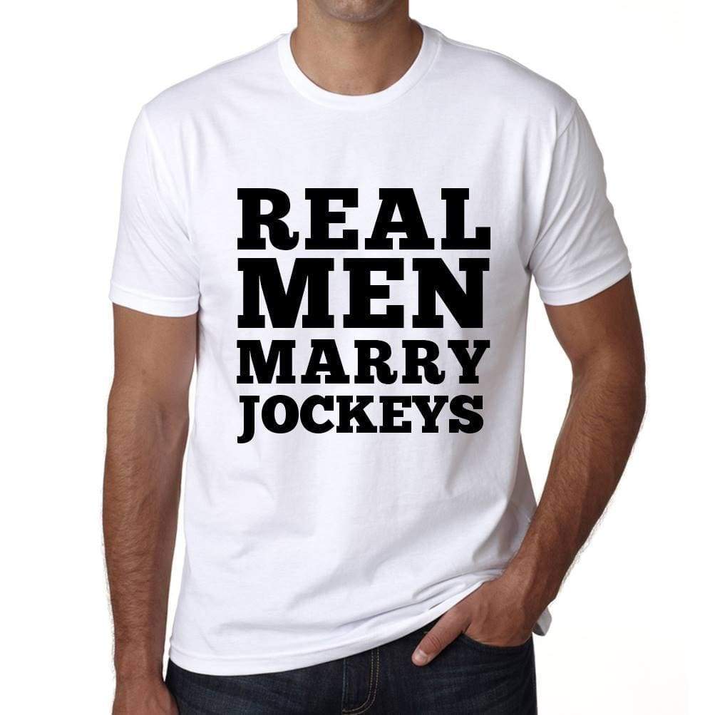 Real Men Marry Jockeys Mens Short Sleeve Round Neck T-Shirt - White / S - Casual