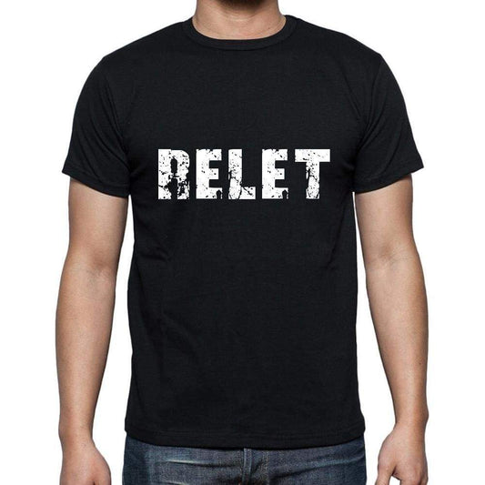 Relet Mens Short Sleeve Round Neck T-Shirt 5 Letters Black Word 00006 - Casual
