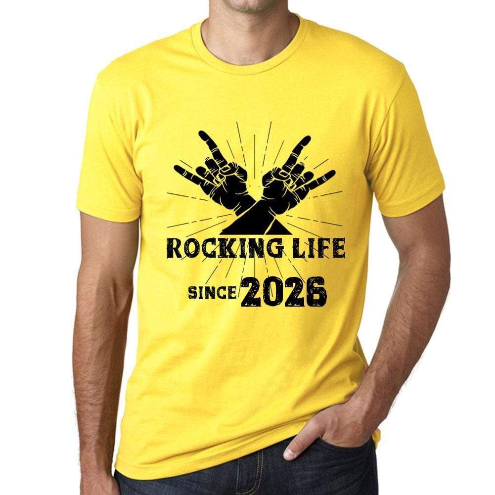 Rocking Life Since 2026 Mens T-Shirt Yellow Birthday Gift 00422 - Yellow / Xs - Casual