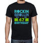 Rockin&rollin 47 Black Mens Short Sleeve Round Neck T-Shirt Gift T-Shirt 00340 - Black / S - Casual
