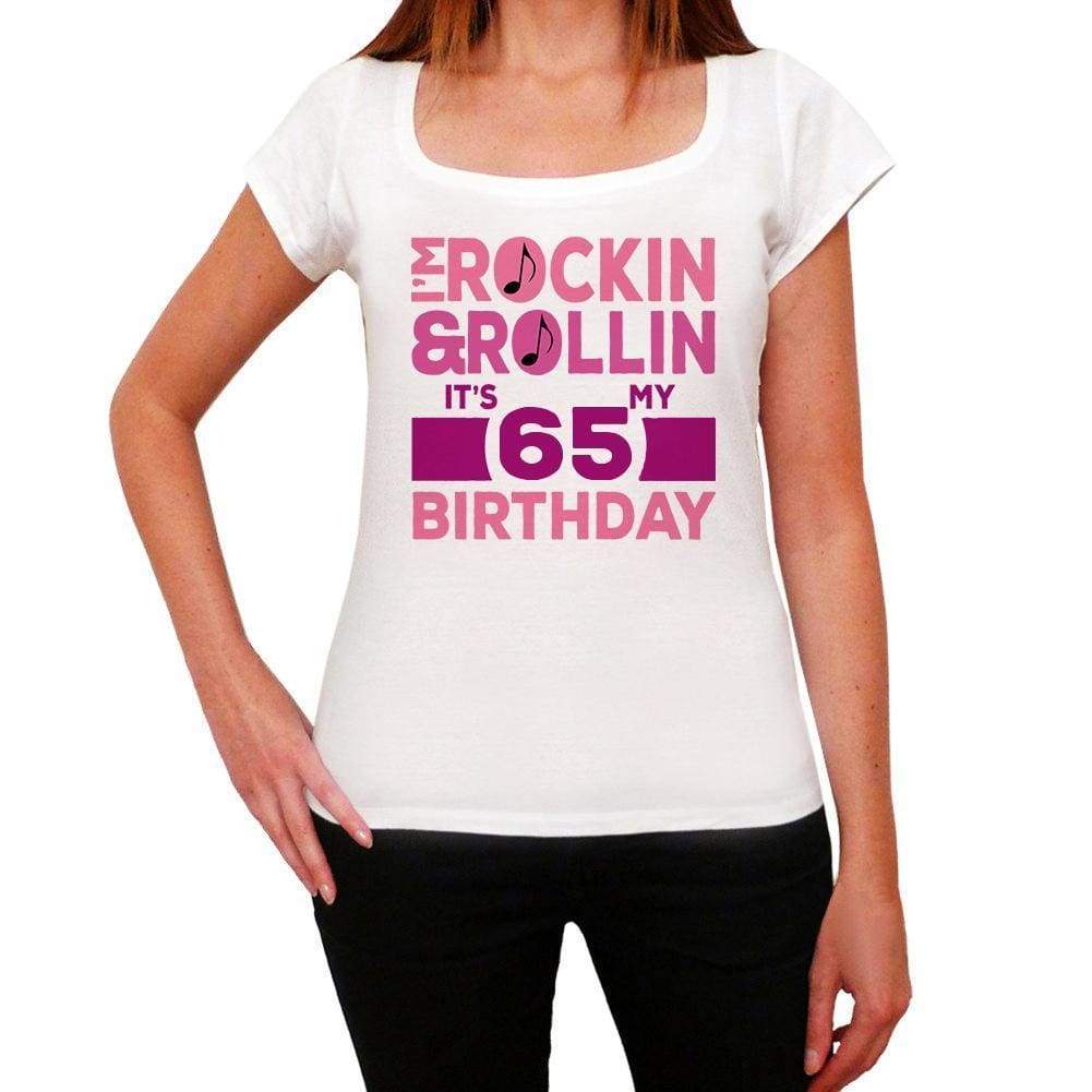 Rockin&rollin 65 White Womens Short Sleeve Round Neck T-Shirt Gift T-Shirt 00343 - White / Xs - Casual